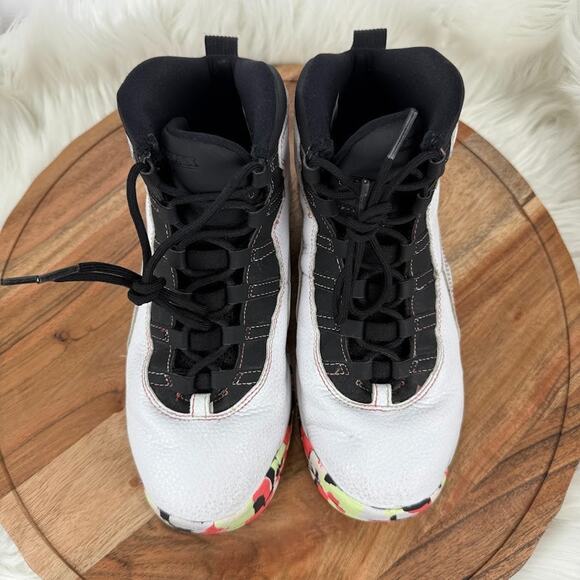 Nike Air‎ Jordan 10 X White Black Multi-Color Youth Size 7Y Sneakers BV1843-776 - Picture 4 of 10